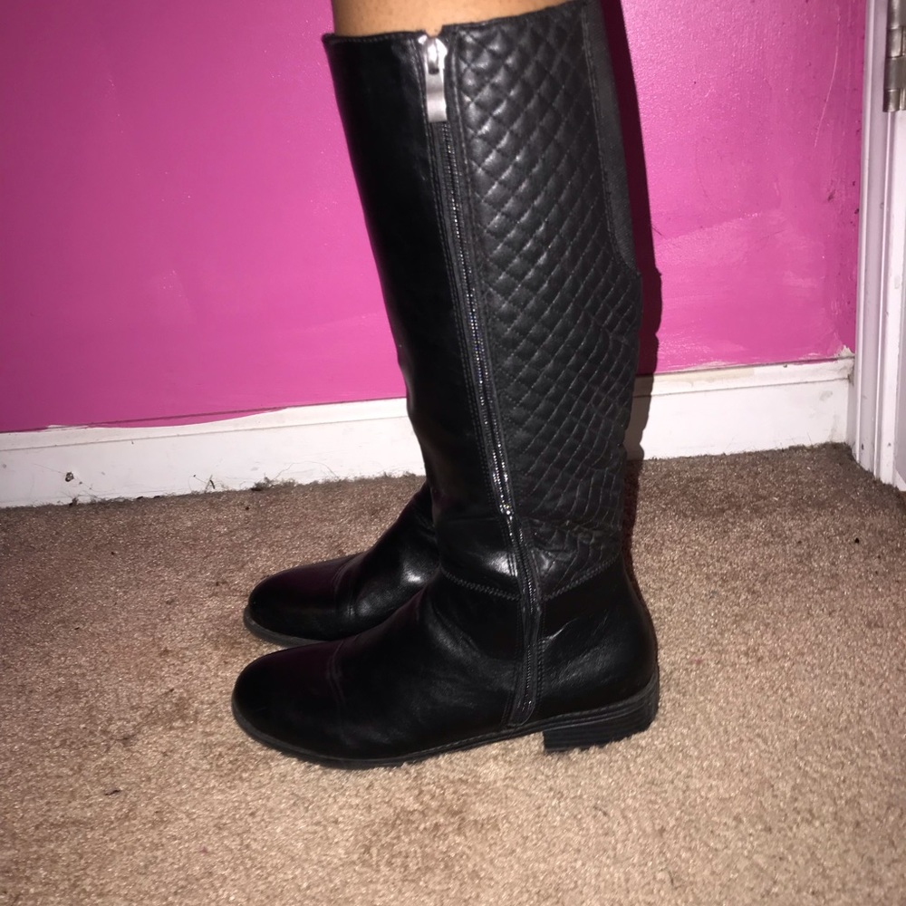 Black leather boots